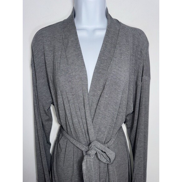 NWT Skims Soft Lounge Short Robe Ribbed Grey Women Medium AP-RBE-0345 - Picture 3 of 8